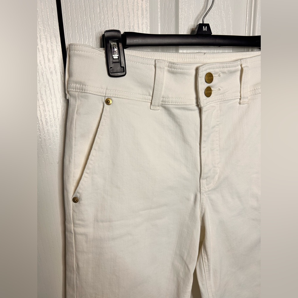J.Crew Slim-Wide Jean Womens Size 27 White Denim Stacked Buttons Stretch New - Picture 5 of 10